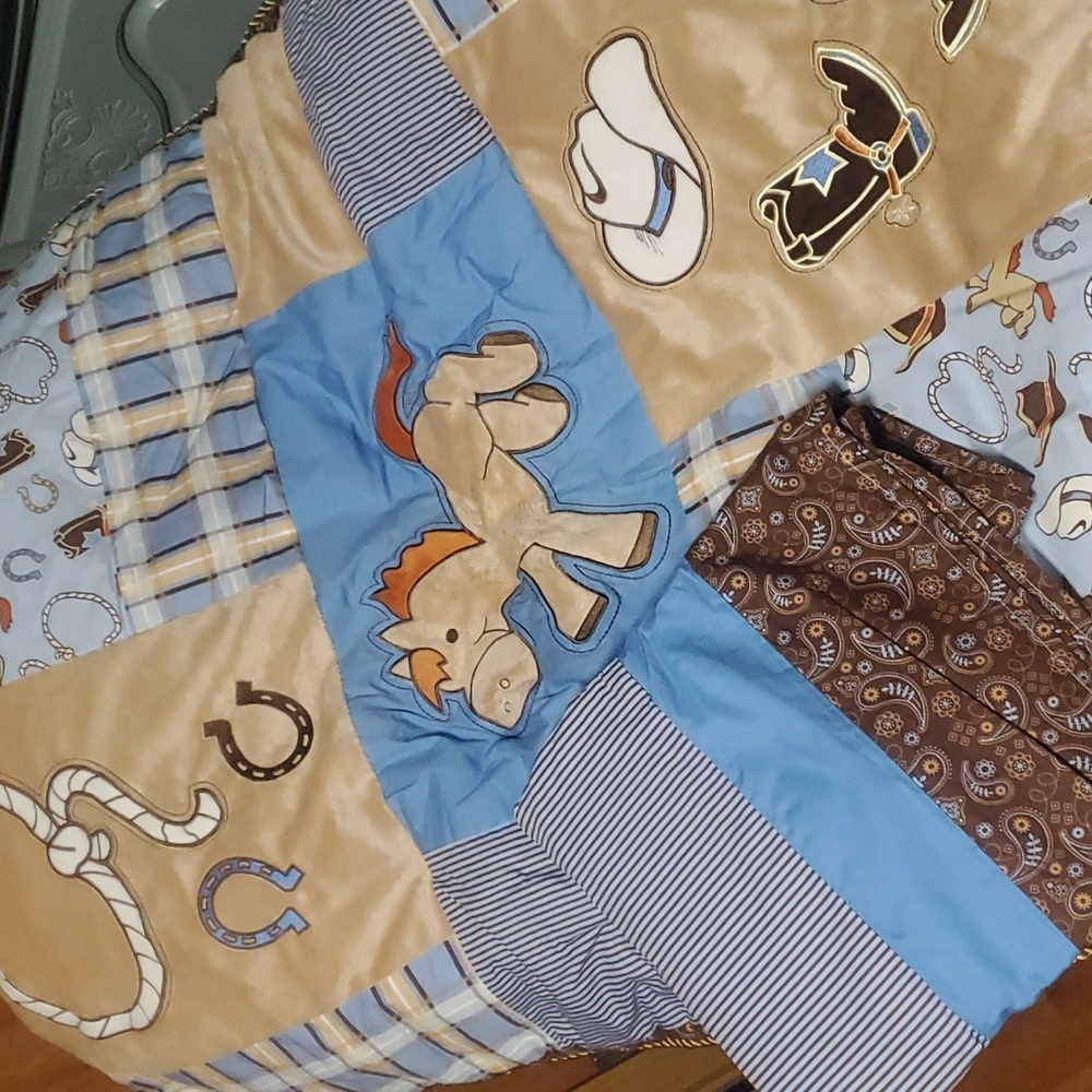 Cowboy Crib Skirt and Blanket set